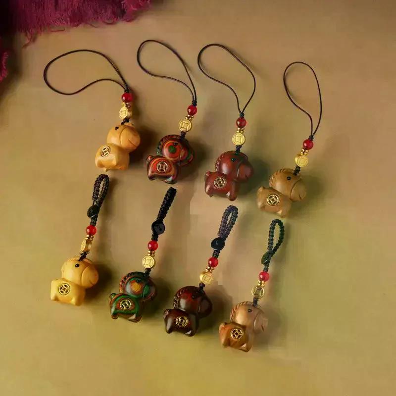 Creative Sandalwood Horse Pendant Keychain Year Of The Horse Mascot Mobile Phone Chain Backpack Hanging Decoration Souvenir Gift