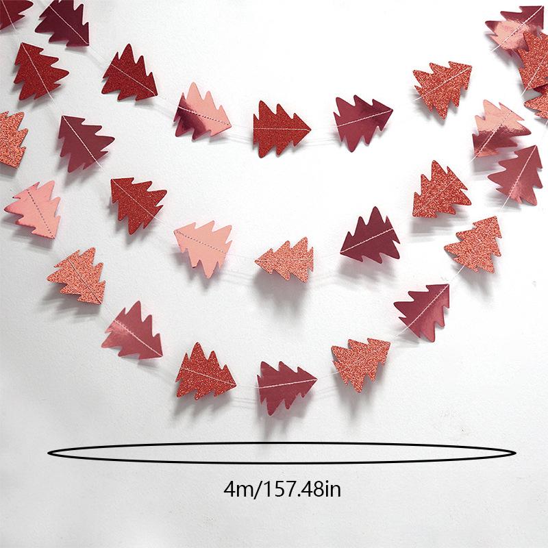 Coroană de flori în formă de copac verde Ghirlandă de hârtie de Crăciun Snur de hârtie suspendat Pandantiv brad de Crăciun