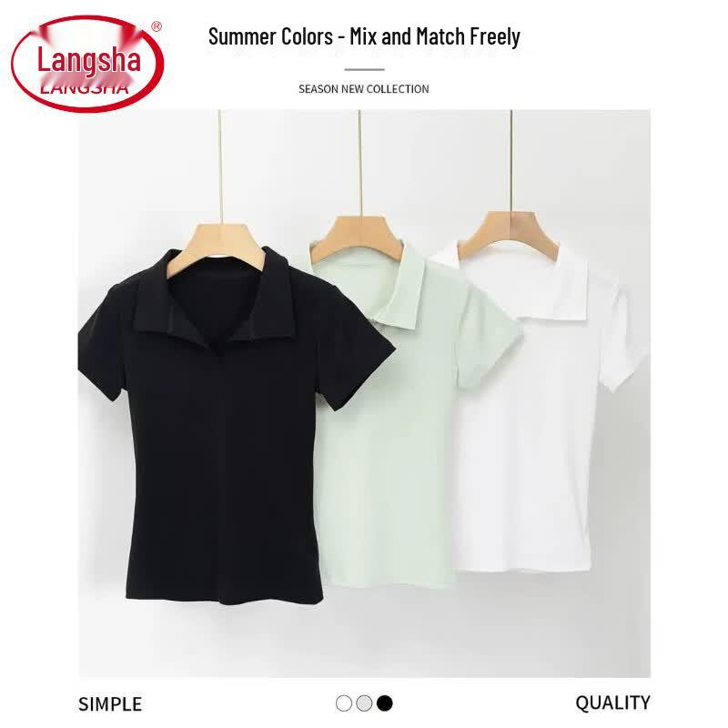 Langsha Women's Summer Short Sleeve Polo T-Shirt