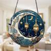1PCS Retro Colored Disc Hanging Decoration 2D Acrylic Pendant Stained Window And Ornament Moon Hanging Sun Suncatcher W2R2