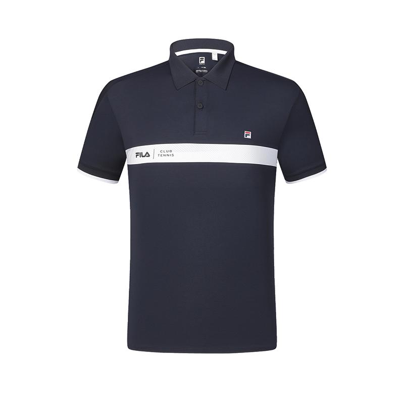 Fila Теннисная серия Однотонная футболка-поло с коротким рукавом Мужские футболки-поло A11M423112F-NV