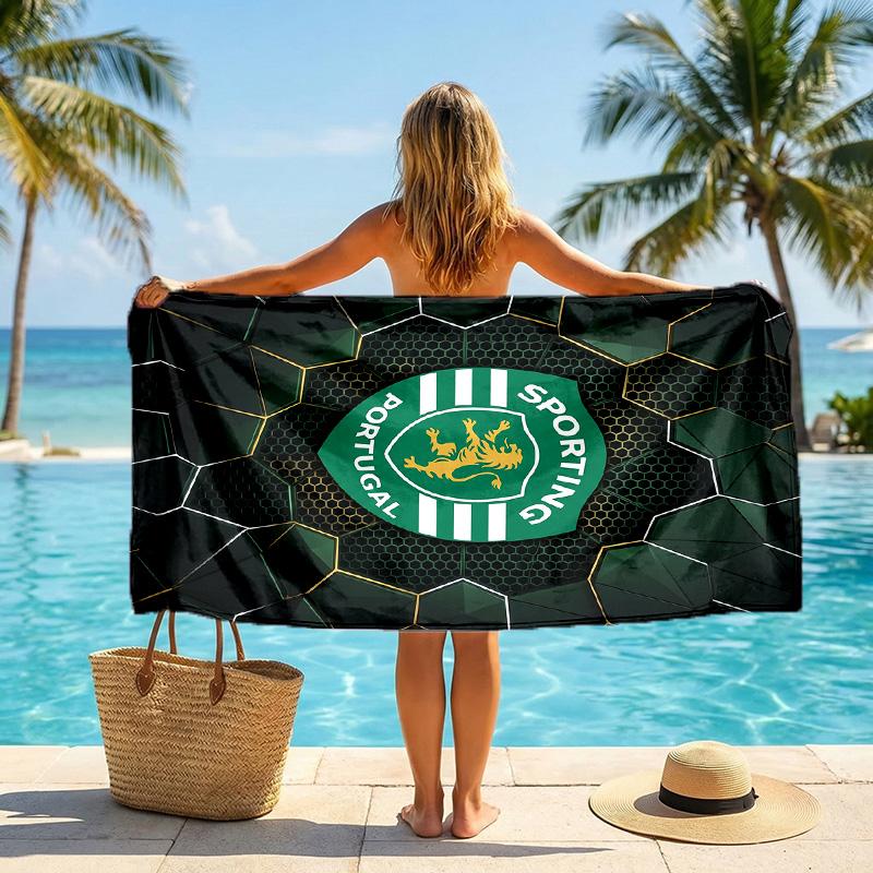 Asciugamano da Spiaggia Sporting CP FC Stampa Asciugatura Rapida Microfibra Assorbente Portatile da Viaggio Asciugamano da Nuoto