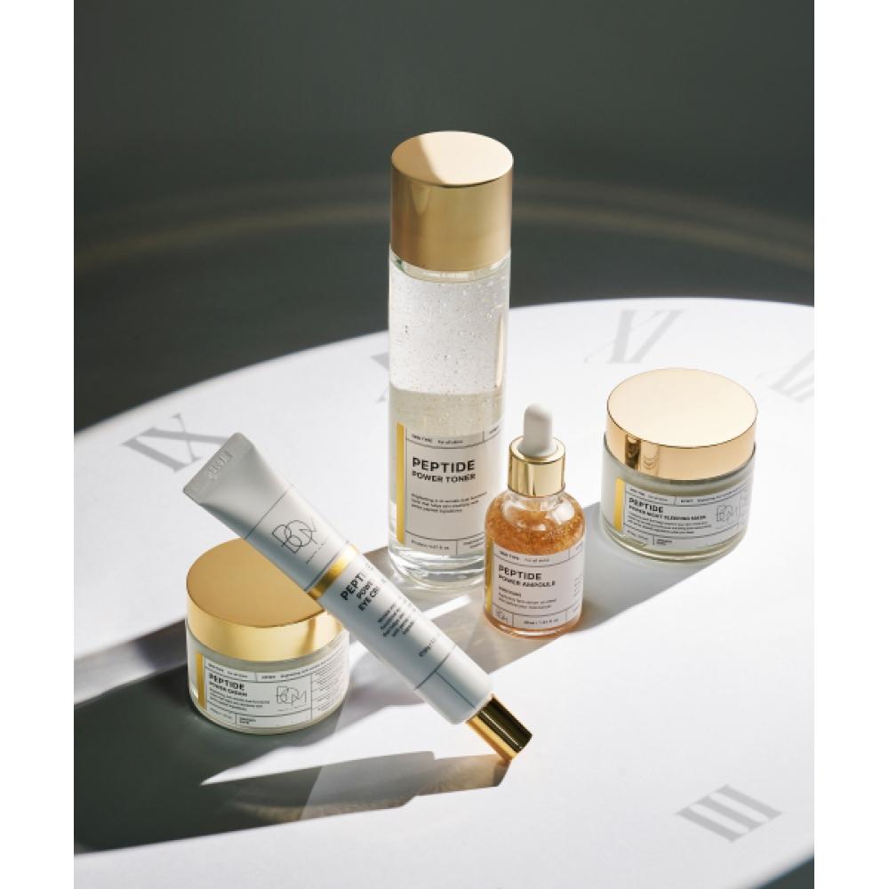 B.o.m Peptide Power Skin Care 5 Piece Set  Toner   Ampoule   Cream   Eye Cream   Sleeping Mask 