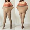 Women Thin Fleece Lined Tights Large Size Faux Translucent High Waist Pantyhose