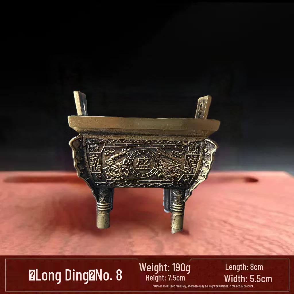 Brass and Copper Double Dragon Ding: Decorative Office & Home Ornament