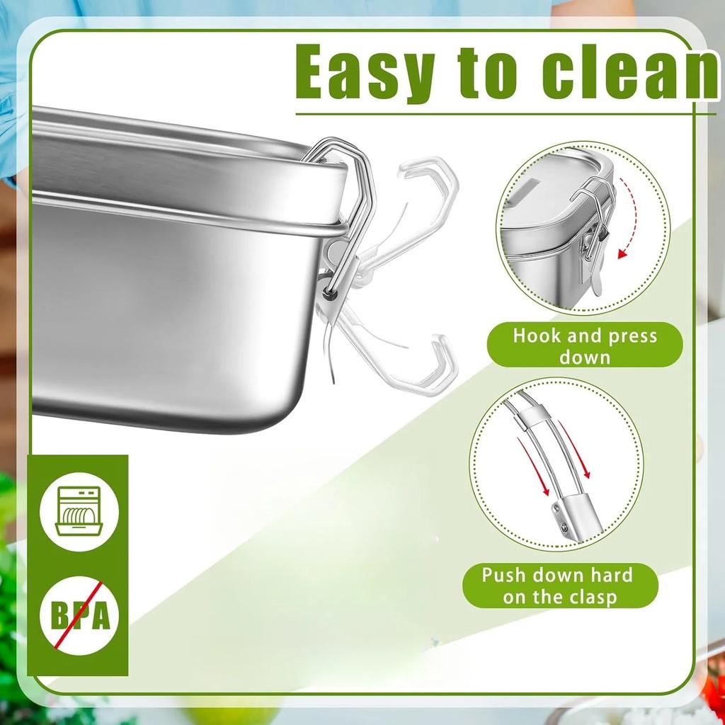 Verpackte Bento Lunchbox Erwachsene, 304 Edelstahl Lebensmittel Luftdicht Mahlzeit Vorbereitung Beilagenbehälter Lunchbox Topper für Lebensmittel Taper