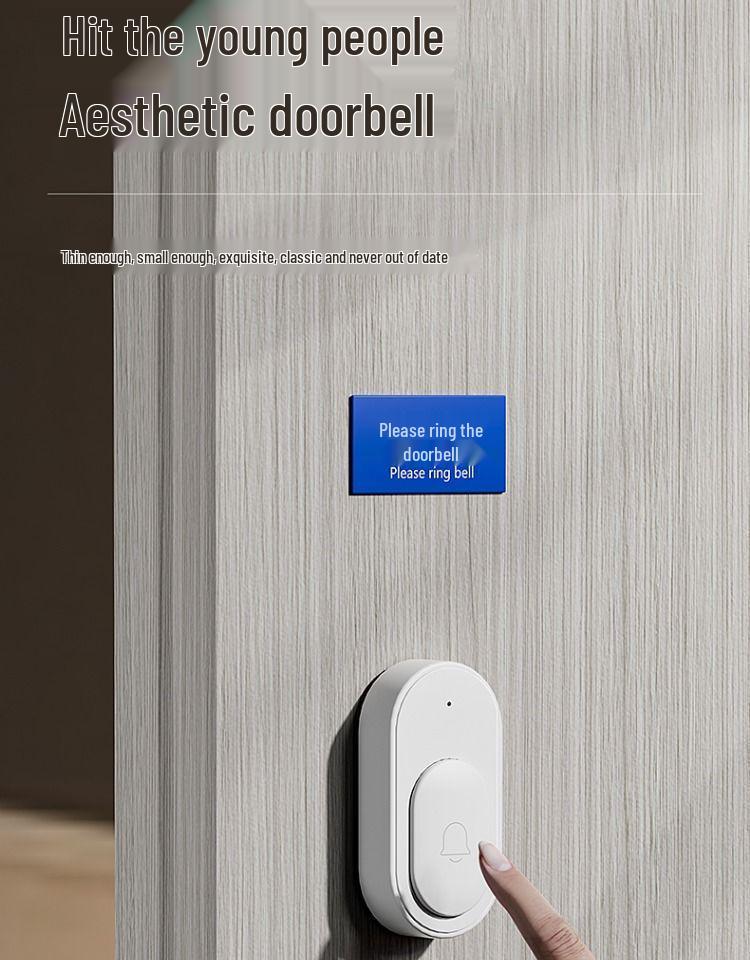 Schwarze kabellose Türklingel mit Fernbedienung, Große Reichweite, Bohrfrei, Eins-zu-Zwei-Heimsystem