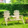 Garden Bench Combination for 2 People, Integrated Table, Natural Wood, 157 X 88 X 103 Cm