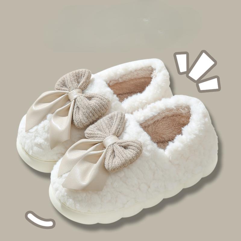 Butterfly Knot Cotton Shoes Anti Slip Plush Cotton Shoes