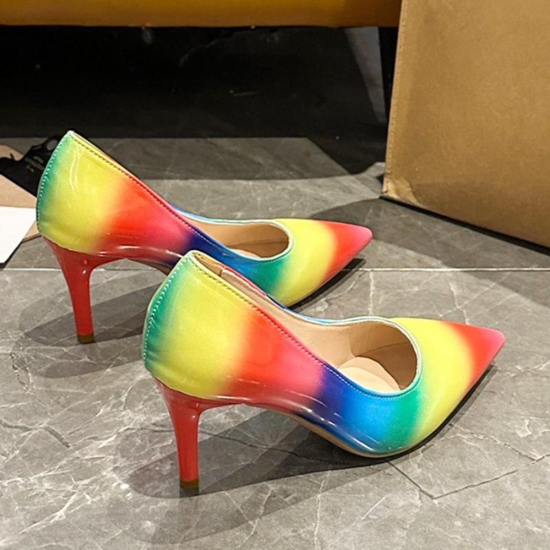 Plus Size High Heels Women's Autumn New Pointed Toe Shallow Mouth Cover Foot Multi-Color Non-Slip Stiletto Single Shoes