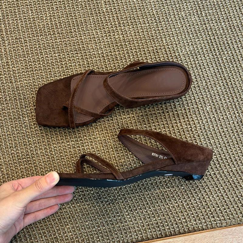 Fashion Fashion Clip Toe Narrow Band Woman Slippers Fashion Low Heel Slides Ladies Concise Dress Summer Shoes