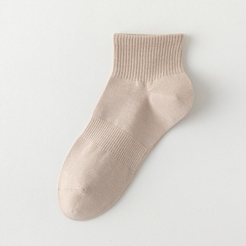 Men Spring and Summer Pure Cotton Leisure Breathable Boneless Short Tube Socks