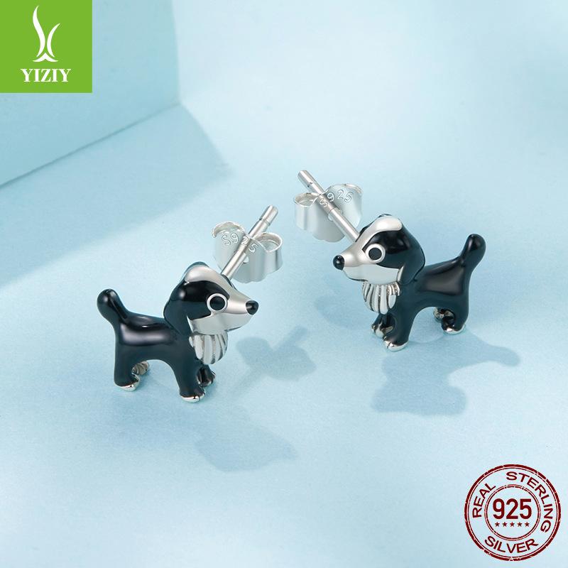 Cute Pet Dog Stud Earrings Cute Pet Animal S925 Sterling Silver Puppy Stud Earrings