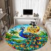 1pc Peacock StainedGlass Office Round Area Rug, Under Office Chairs Bedroom Living Room Home Decor, Room Deco