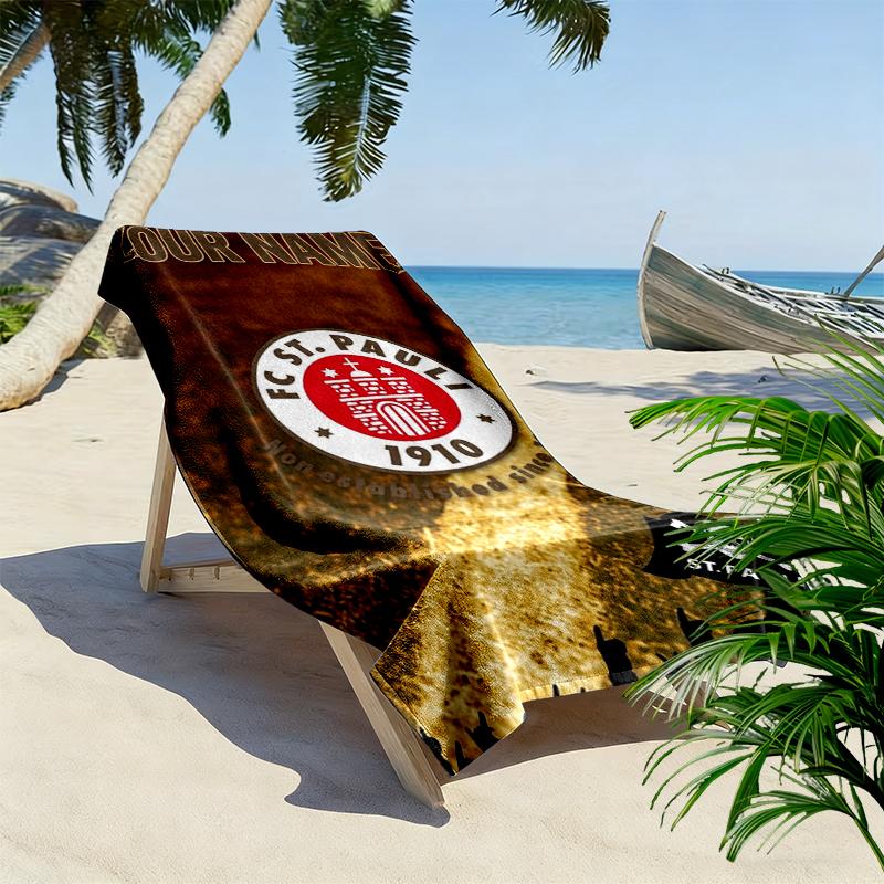 Custom Name St Pauli Print Beach Towel, Large Soft Quick Dry Towel for Beach Camping Swimming
