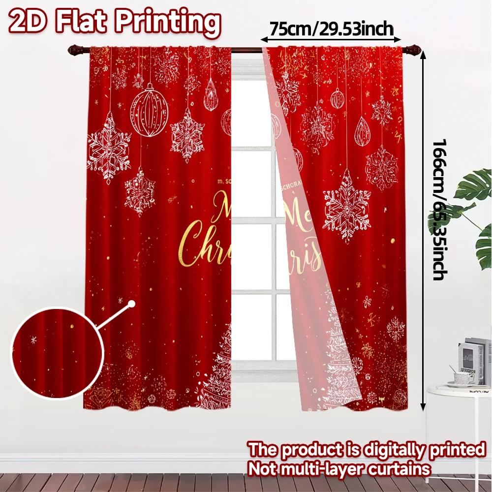 2D Flat Printing  JIT 2pcs   Curtains (Without Rod) Festive Wonderland(1) Popular Window Curtain Fabric Curtains Versatile All