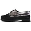 Sapatos Náuticos Autênticos Femininos de Nobuck Preto Prata A5NBC001