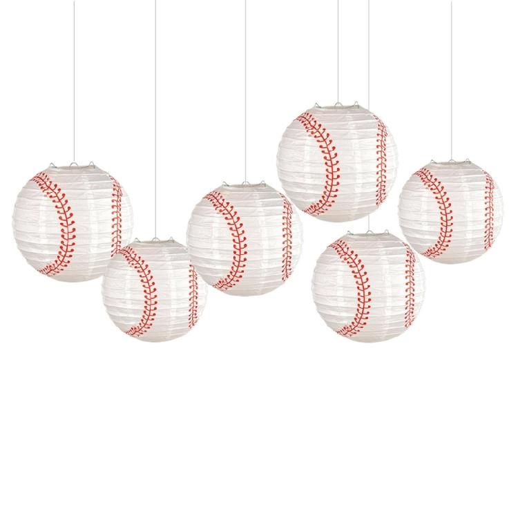 Unique and Colorful Baseball Paper Lampshade for Sport Party Decor Baseball Hanging Lampshade for Decoration