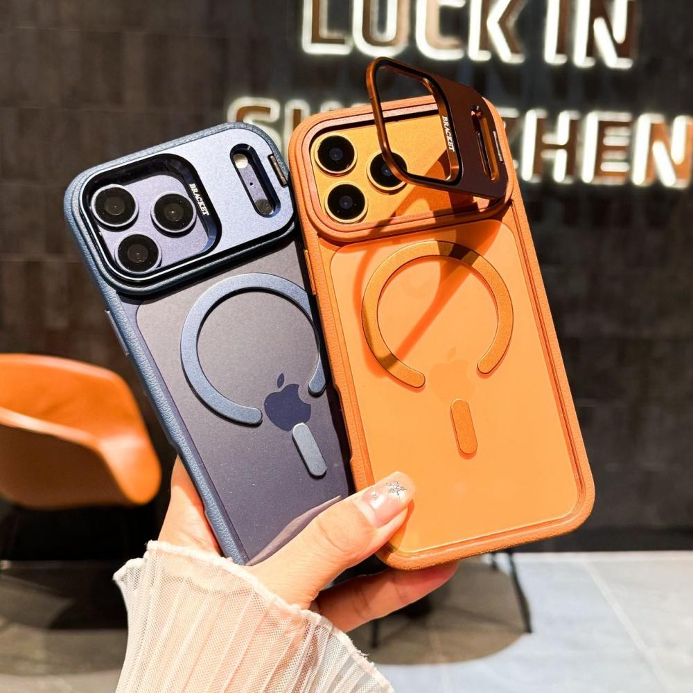 Glass Protection Lens Holder Magnetic Clear Case For For Iphone 17 16 1 14 13 Pro Max Flod Bracket For Leather Bumper Cover