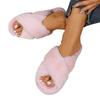 Fall 2025 New Cross-strap Flat Cotton Slippers Women's Plus Size Casual Home Indoor Wool Slippers
