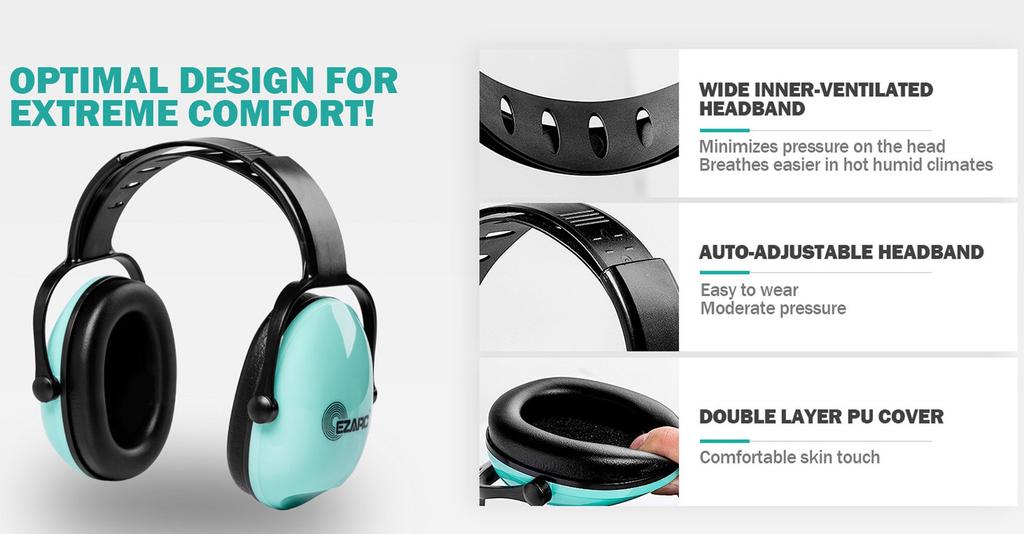 EZARC Soundproof 30dB SNR Foldable Earmuffs for Children and Ideal for and Relieving Hearing Noise Reduction Earmuffs, Reduction, Students, Sleeping,