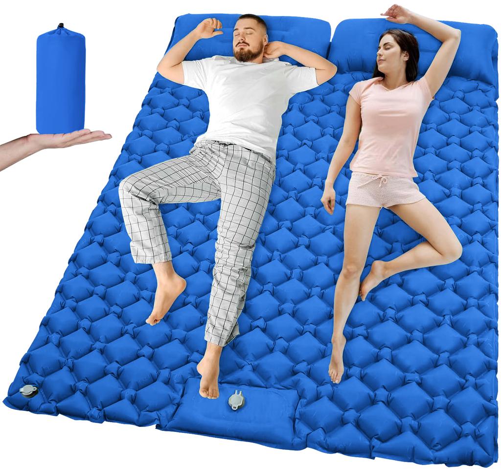 Outdoor Camping Double Inflatable Mattress Extra Wide Sleeping Pad Ultralight Folding Bed Sleeping Mat Car Travel Mat