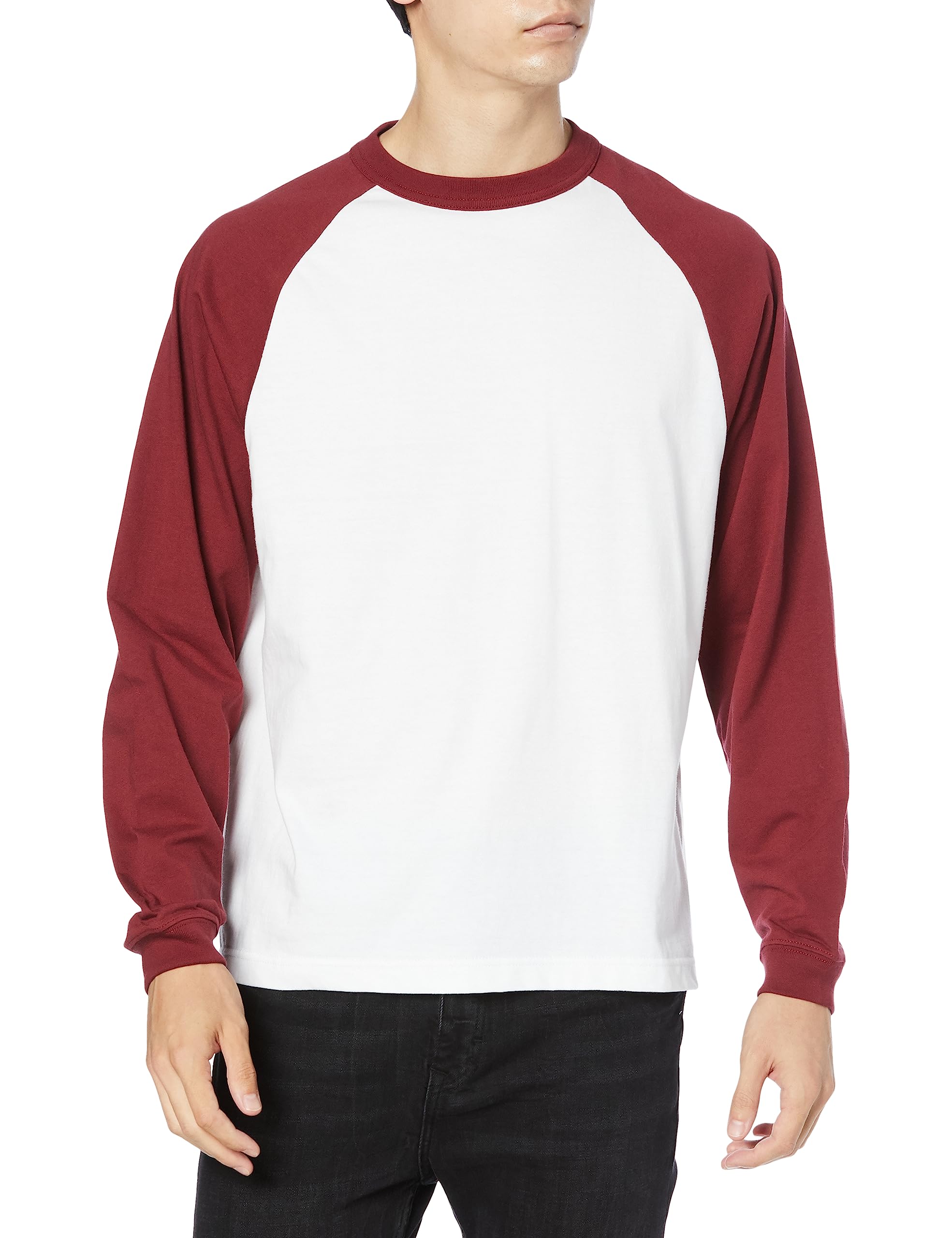

United Athle oz Raglan Long Sleeve Size L 5.6 T-Shirt, White/Burgundy, (504801)
