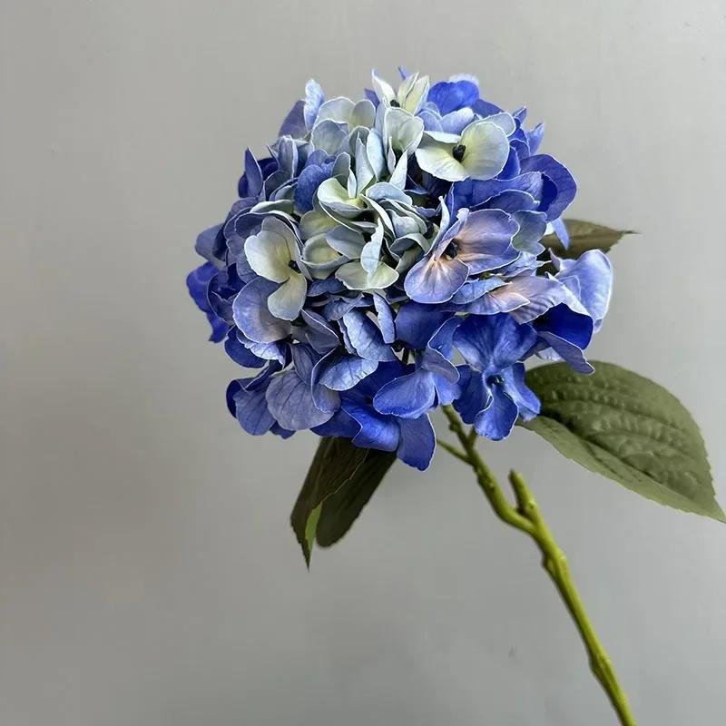 Simulation Hydrangeas 3D Printing Fake Flowers Table Decor Artificial Flower 62cm Hawaiian Hydrangea Branch Office Decoration
