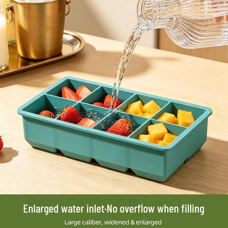 Square Ice Cube Tray with Lid - Large Silicone Mold for Home Use