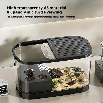 Schildkröten Aquarium Tank Starter-Set - Schildkröten Gehege mit Multifunktionaler Sonneninsel Zuchtbereich Kunststoff Fischbecken