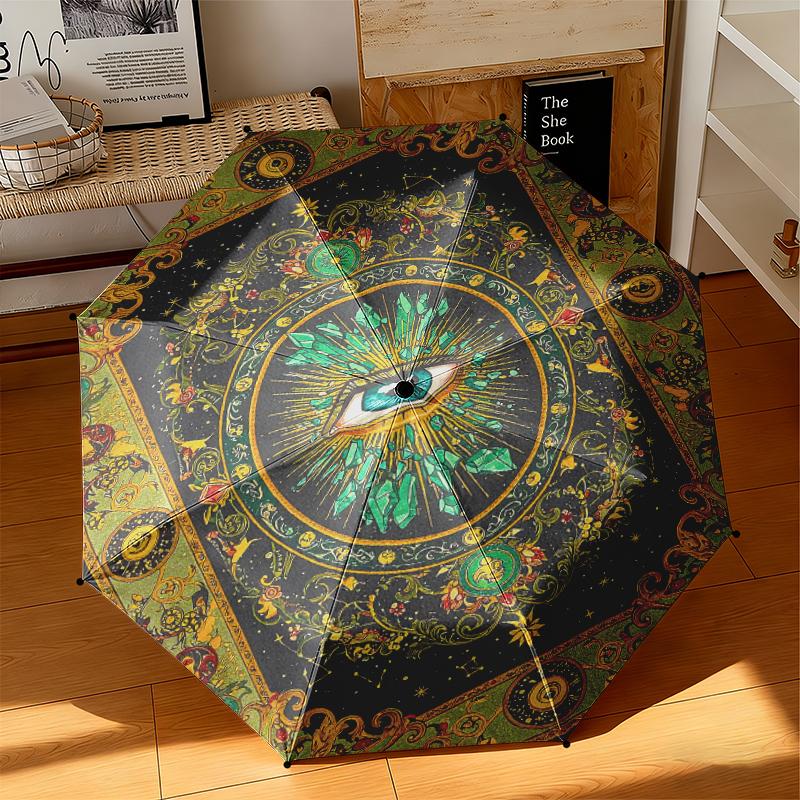 1pc Modern Freemasonry Umbrella Portable Folding Umbrella Iron Frame Hole Bone Structure Outdoor Home Umbrella
