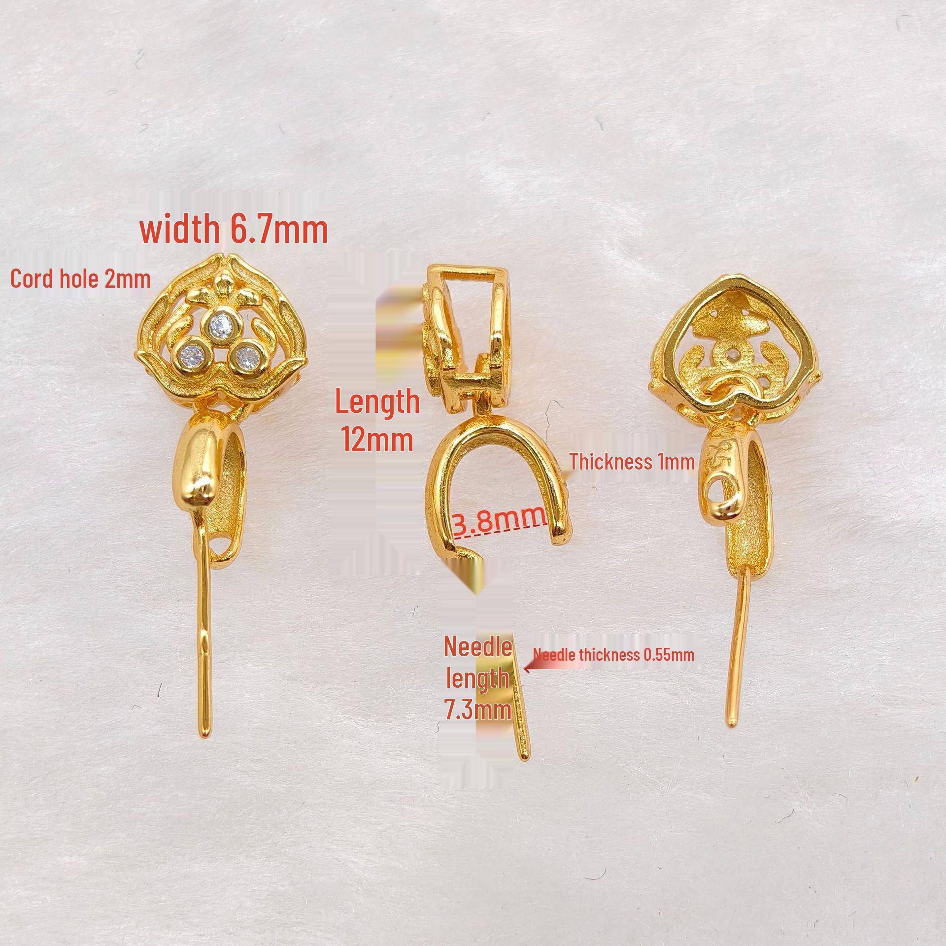 S925 Sterling Silver Long Needle Jade Pendant Clasp