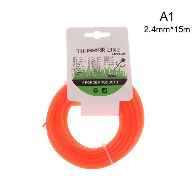 1Pc 15M*2.4Mm/2.7Mm/3Mm Mowing Nylon Grass Trimmer Rope Brush Cutter Line