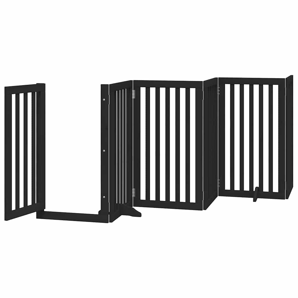 Vidaxl Składana Bramka Dla Psa, Z Drzwiami, 9 Paneli, Czarna, 450 Cm