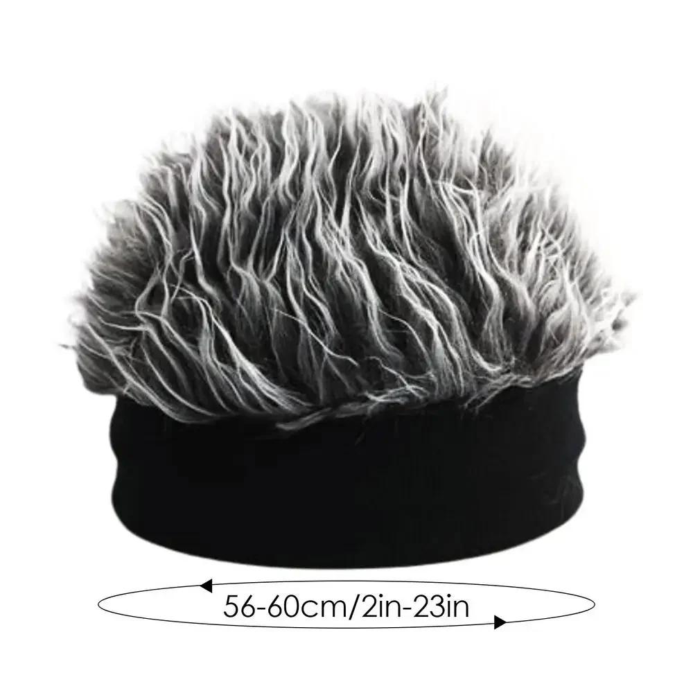 Hair Short Synthetic Mens Caps Wig Hats Hip Hop Urban Street Style Skull Beanie Hat Toupee Spiked Fake Hair Hat Wigs Short Melon Headband Headwear