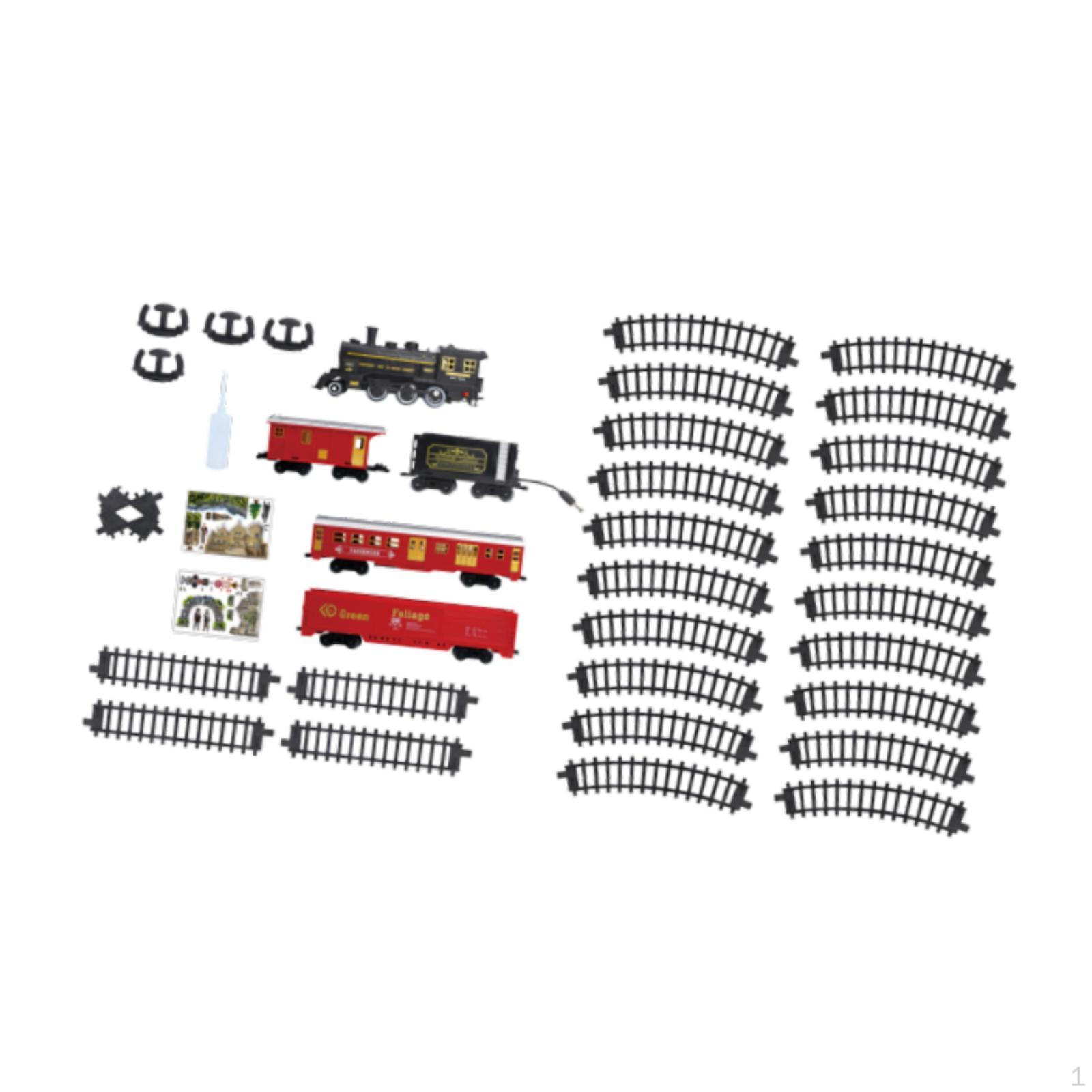 Classic Electric Train Set for Kids, Railway Track Playset 4 carriages