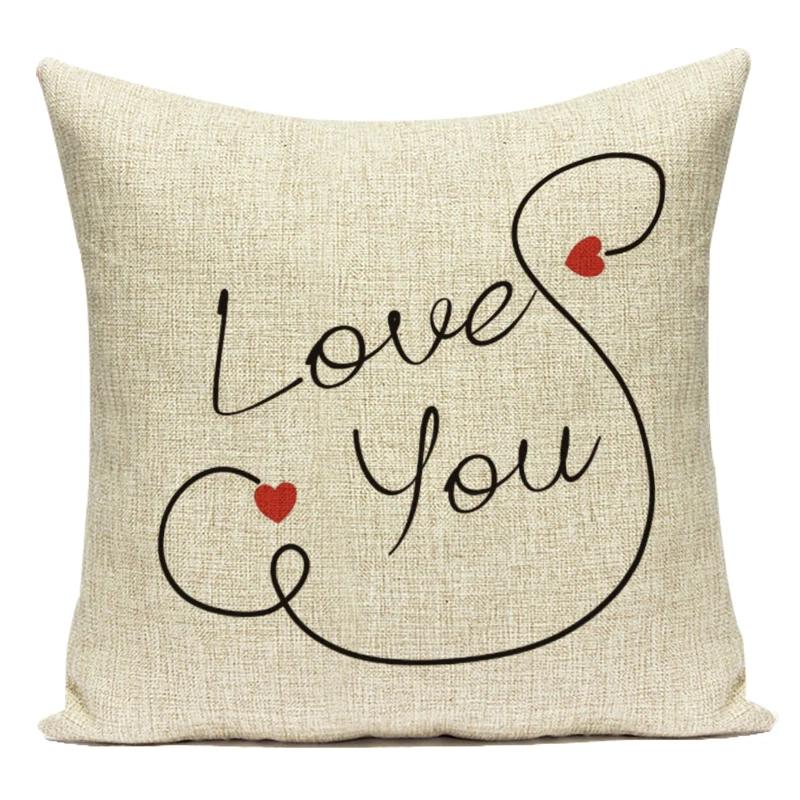Love Heart Pillow Cover Valentine Day Love You Letters Cushion Cover Home Decor Sofa Bed Wedding Party Decor Pillowcase