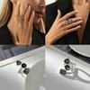 Minimalist Geometric Rhinestone Zircon Ring For Women Silver Color Adjustable Open Knuckle Jewelry Perfect Wedding Party Daily