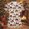 Women's Fashion Christmas Print V-Neck Short Sleeve Caregiver Work Top with Pockets
