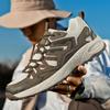 Breathable Mesh Hiking Sneakers Men's Thick-soled Outdoor Trekking Camping Shoes Male Elastic Climbing Shoes Wear-resistant