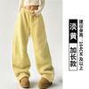 Women Fleece Lined Wide Leg Pants 2026 Winter Thick Loose Casual Straight Trousers