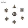 7 Pcs Black Yellow Skull Head Metal Dice Hollow Metal Polyhedral Dice Set Suitable for Role-Playing RPG  Board Game Card Game