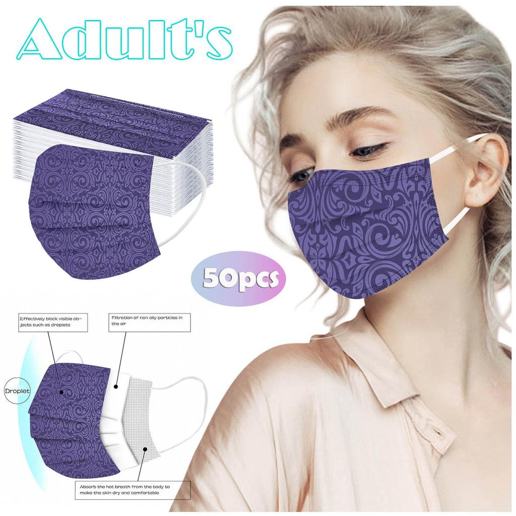Adult Women Man Disposable Face Mask Industrial 3Ply Ear Loop 50PC Mask