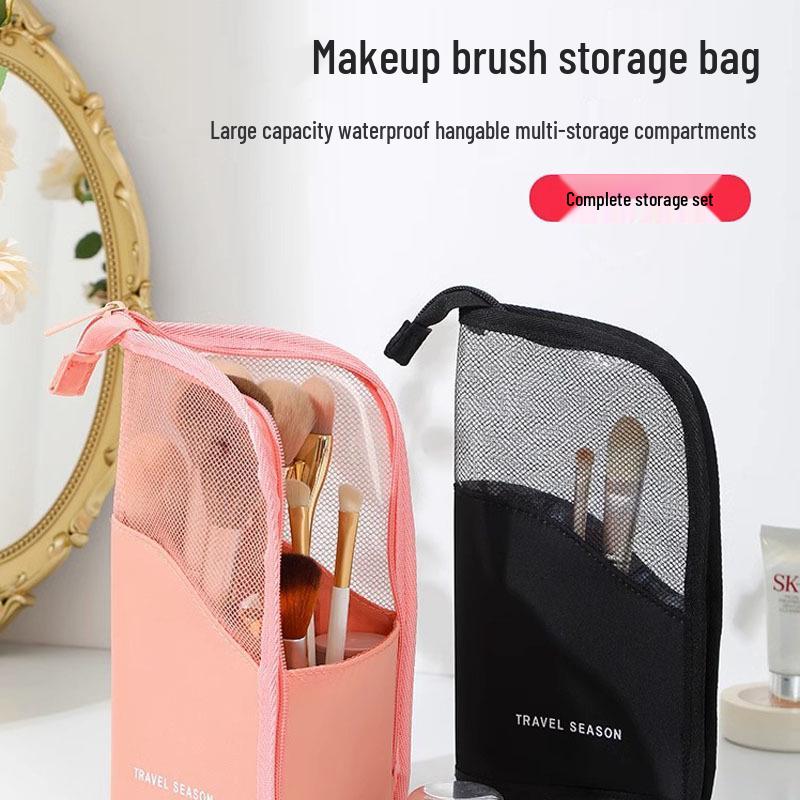 2023 Women's Travel Cosmetic Bag - Large Capacity Toiletry and Makeup Storage with Portable Brush & Eyebrow Pencil Holder