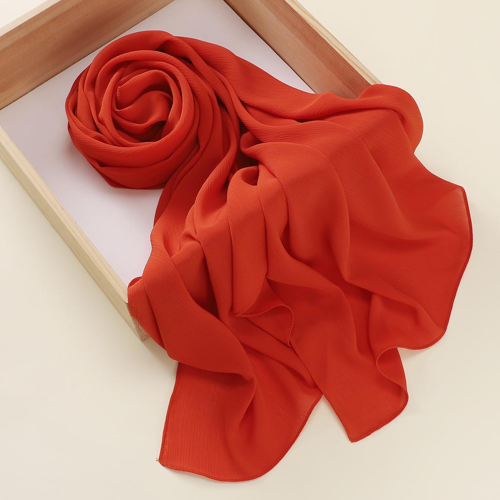 Muslim Plain Crinkle Hijabs Heavy Chiffon Scarf Arab Crepe Shawl Wraps Islamic Headband Solid Color Foulard Women