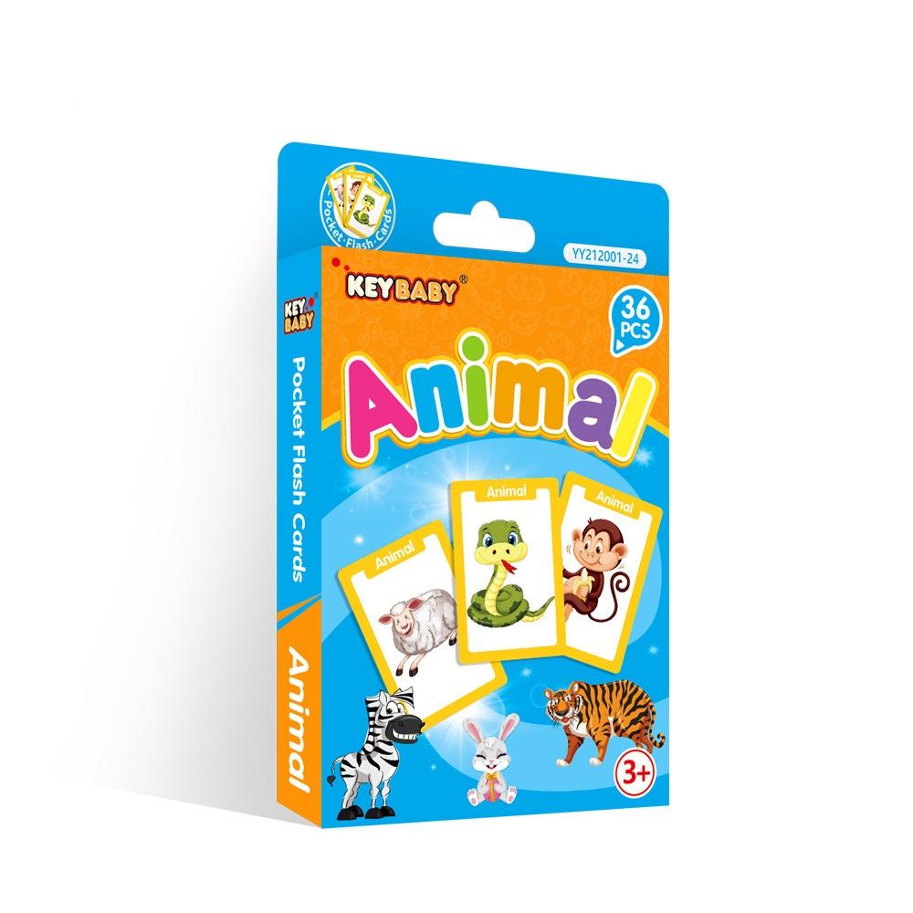 36 ks Dětské poznávací karty Zvířata Barvy Ovoce Oboustranné kartičky Montessori Děti Raně vzdělávací hračky Dárky