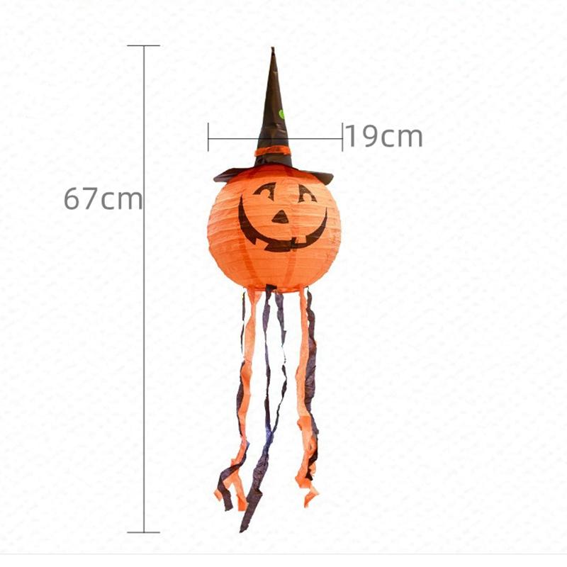 3pcs Halloween Pumpkin Lantern Decorations: Light-Up Paper Lantern Hangings for Outdoor, Kindergarten & Hotel Scene Setup