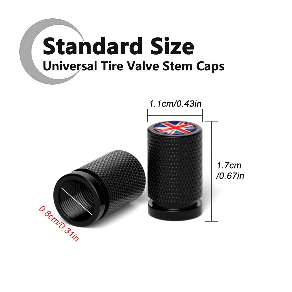 4Pcs/set Car Valve Cap Aluminum Alloy With UK Flag Tire Cap Metal Valve Core Cover Valve Cap Cover For Mini Cooper Accessories pwaxk99