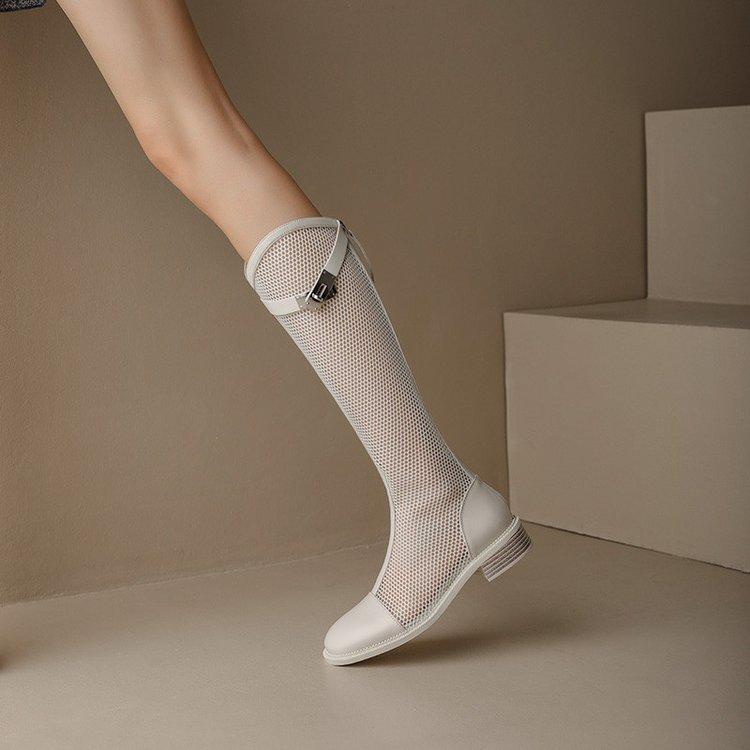 

Летние сапоги женские новые полые сетчатые дышащие сетчатые тонкие сандалии толстый каблук на платформе сапоги 40