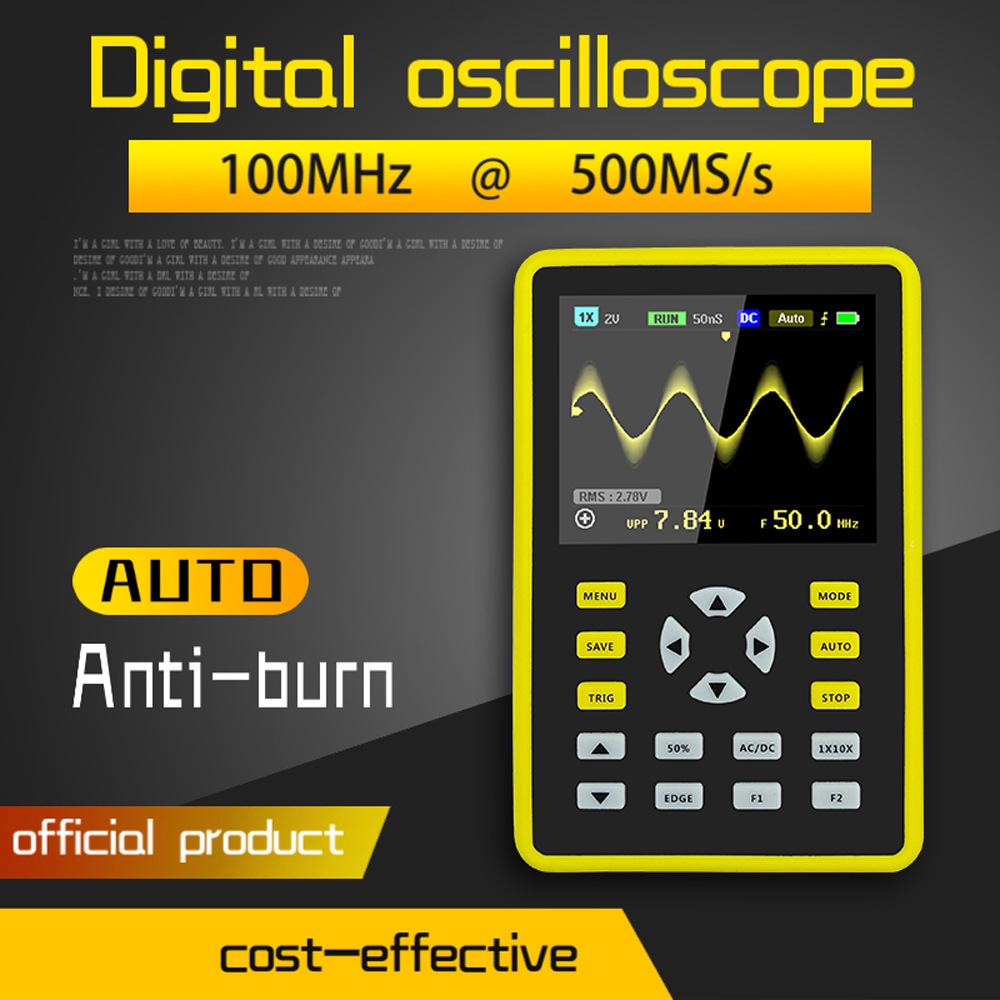 5012H 2.4" IPS Digital Oscilloscope, 100MHz Bandwidth, Waveform Storage.